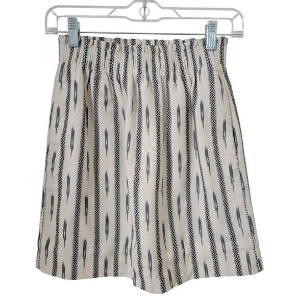 J. Crew Size 00 Cream & Blue Tribal / Boho / Aztec Pattern A-Line Mini Skirt - Picture 1 of 9